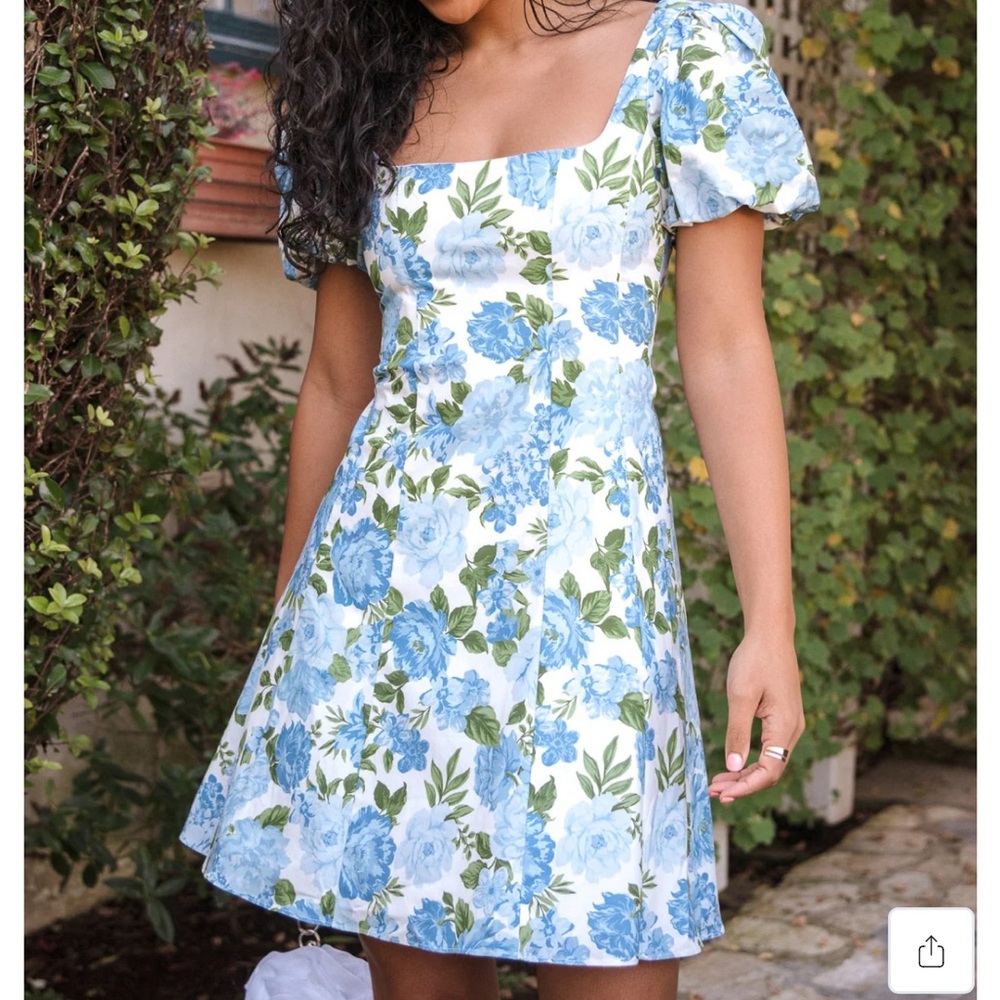 Show Me Your MuMu Blue Floral Mini Dress